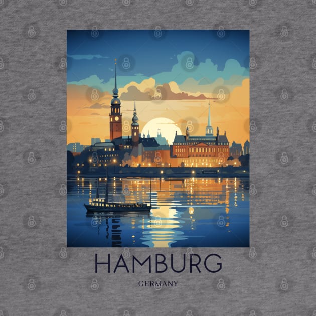 A Pop Art Travel Print of Hamburg - Germany by Studio Red Koala